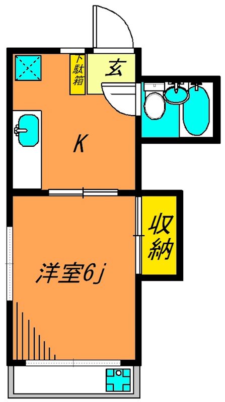 メモリアルビュー 105号室 間取り