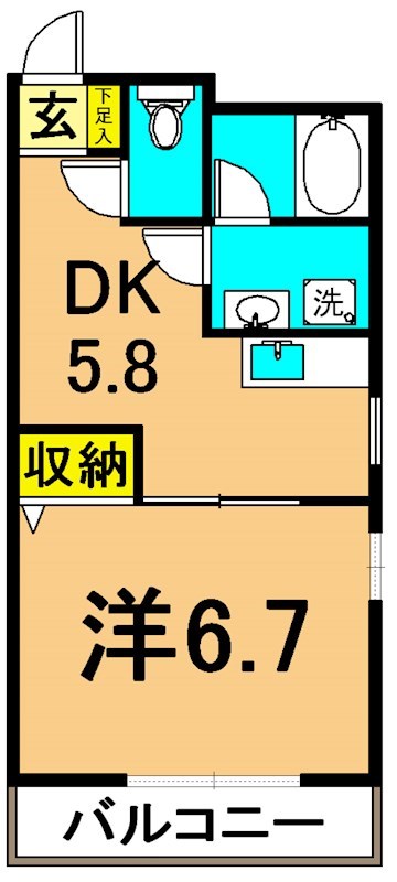 プチプラン 206号室 間取り