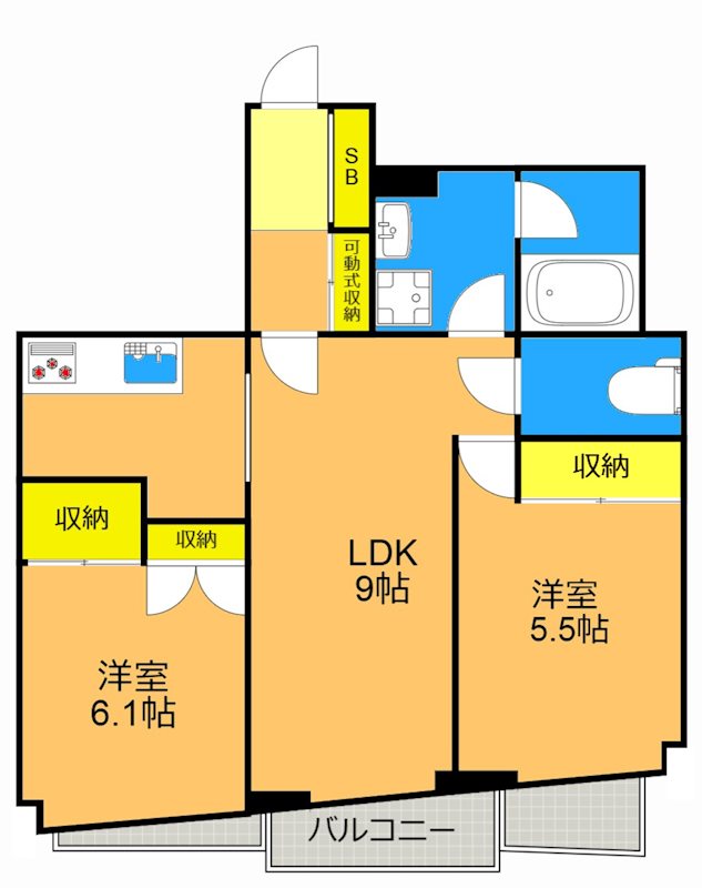 アメニティ55 602号室 間取り