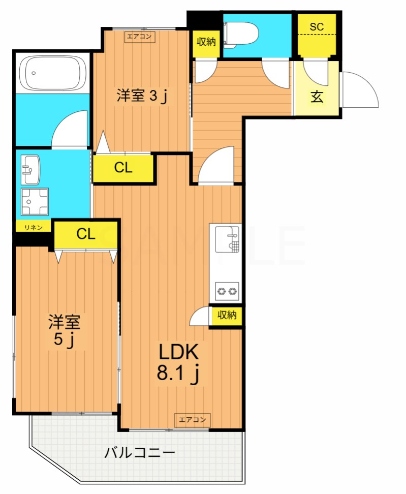 アリュール武蔵小山  201号室 間取り