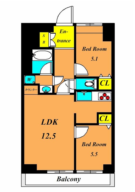 セザール大森山王 702号室 間取り