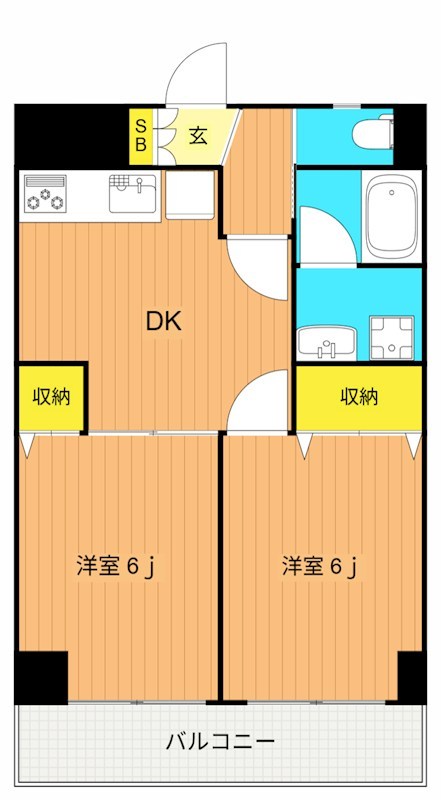 パレスフロラシオン 602号室 間取り