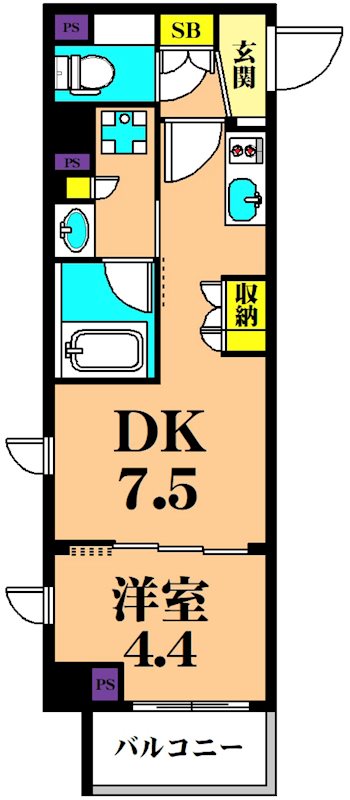 プラウドフラット品川大井町  322号室 間取り