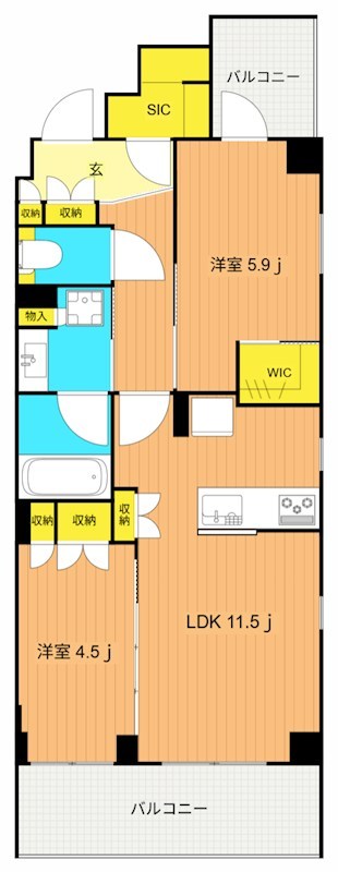 フレンシア目黒洗足  201号室 間取り