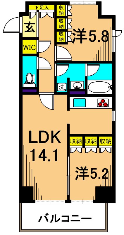 レグノ・カリテ品川シーサイド  1403号室 間取り