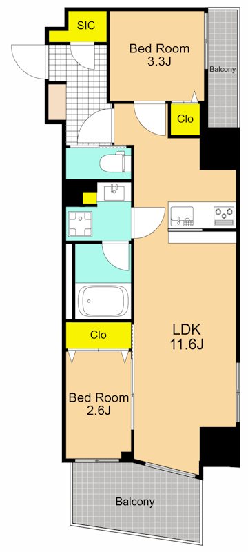 ルミーク北品川  407号室 間取り