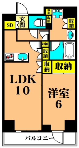 Log品川サンズ 1201号室 間取り