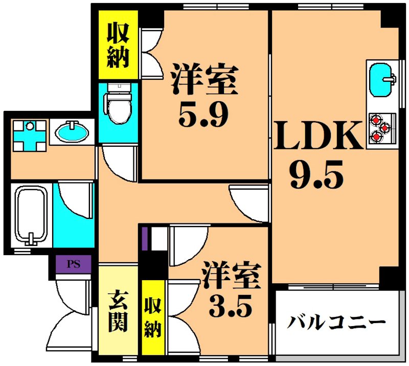 リバーサイドマンションA棟 間取り図