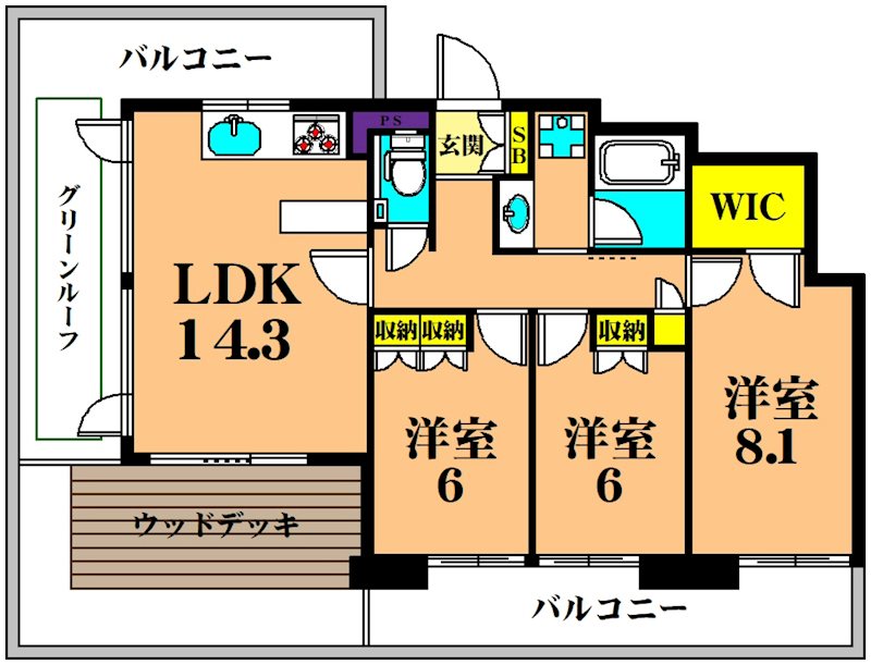 フレンシア大森山王 703号室 間取り