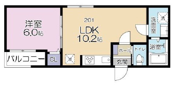 (仮称)品川区東大井3丁目計画 201号室 間取り