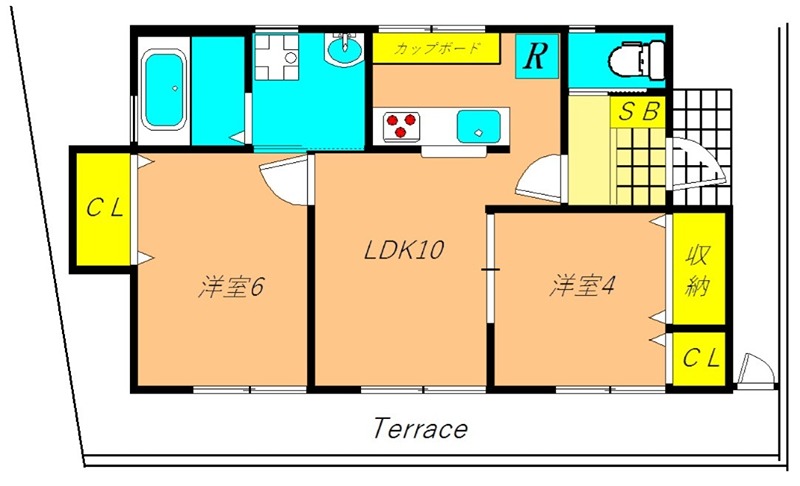宮澤B棟 1号室 間取り