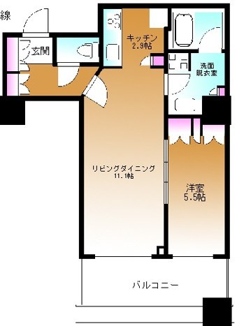 Brilla大井町LAVIEENTOWER  1608号室 間取り