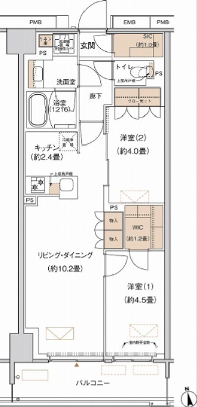 プライムネクサス大森北 816号室 間取り