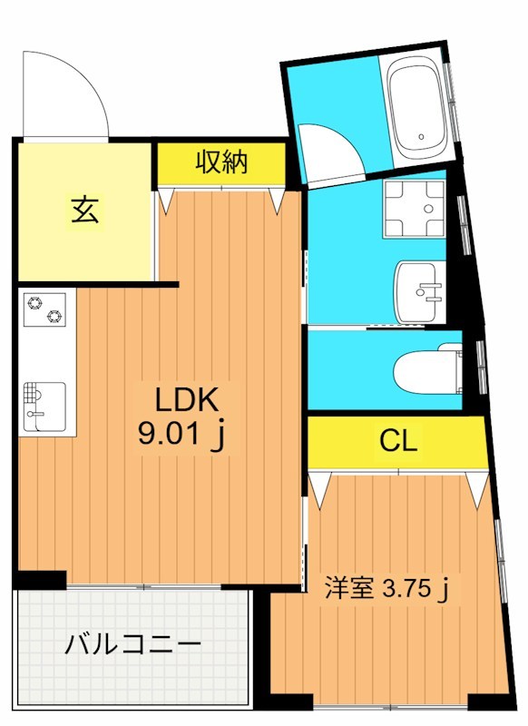 KuKuna　Omori  201号室 間取り
