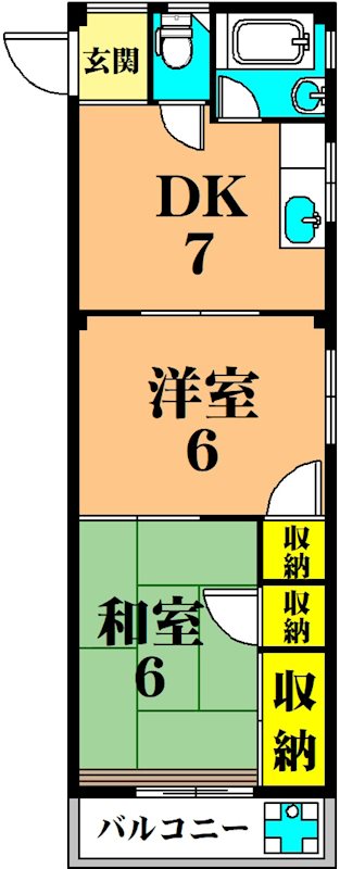 武蔵ハイムA棟 203号室 間取り