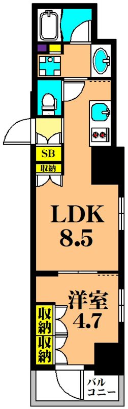 パークキューブ大井町レジデンス 1301号室 間取り