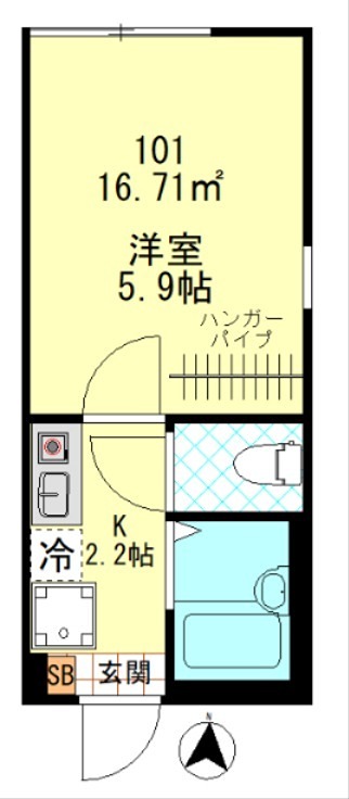 Grand Louvre 平和島 101号室 間取り
