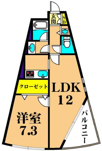 べルータ南馬込 206号室 間取り