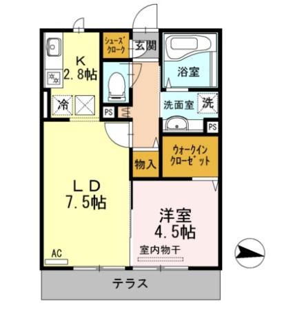 グレイス ウィステリア 102号室 間取り