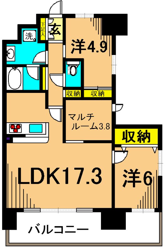 パークキューブ東品川 1501号室 間取り