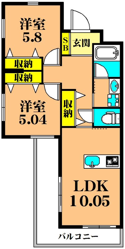 Kukuna Omori 405号室 間取り