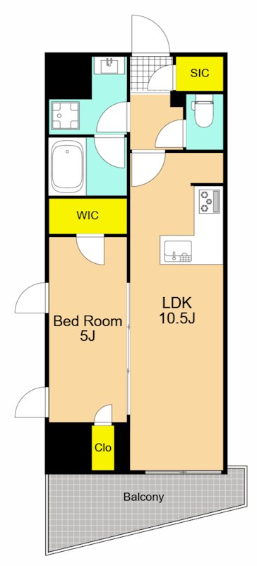シーズンフラッツ大井町  1404号室 間取り