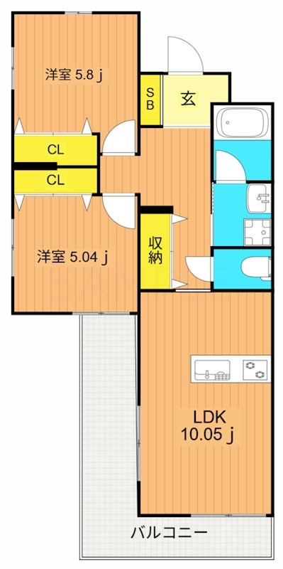 KuKuna　Omori  405号室 間取り