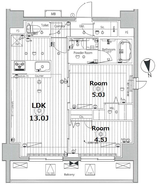プロスタイルウェルス品川戸越MD 1201号室 間取り