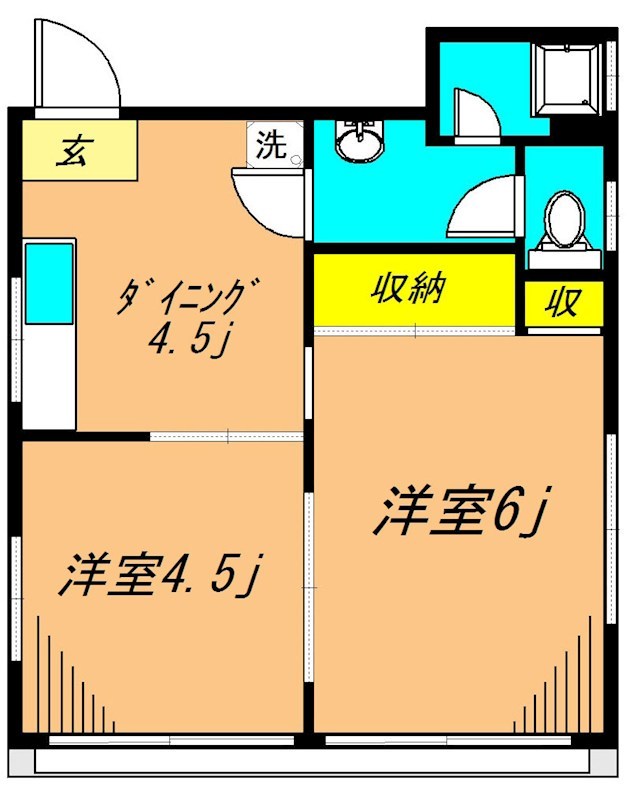 ハイツ武蔵 202号室 間取り