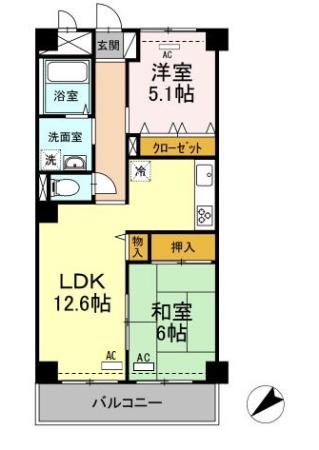 モニュメントスクウェア 弐番館 207号室 間取り