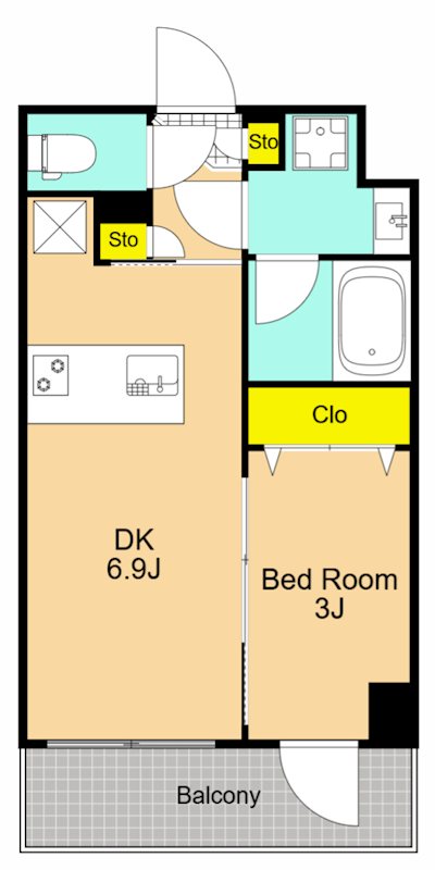 ZOOM下丸子 408号室 間取り