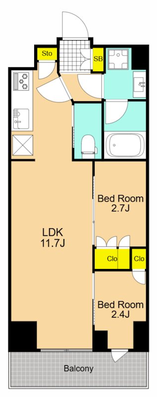 コンフォリア・リヴ南品川 902号室 間取り