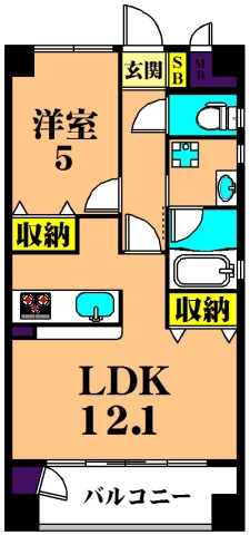 リバーサイドマンションB棟 205号室 間取り