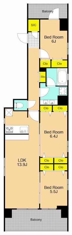 スプランディッド品川DUE 201号室 間取り