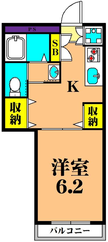 CUBE１ 101号室 間取り