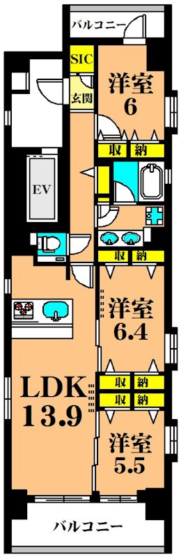 スプランディッド品川DUE 301号室 間取り