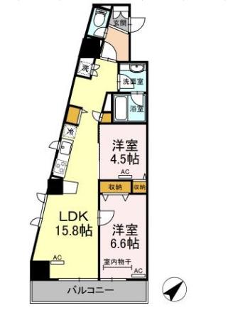 Hill Flat Osaki 214号室 間取り