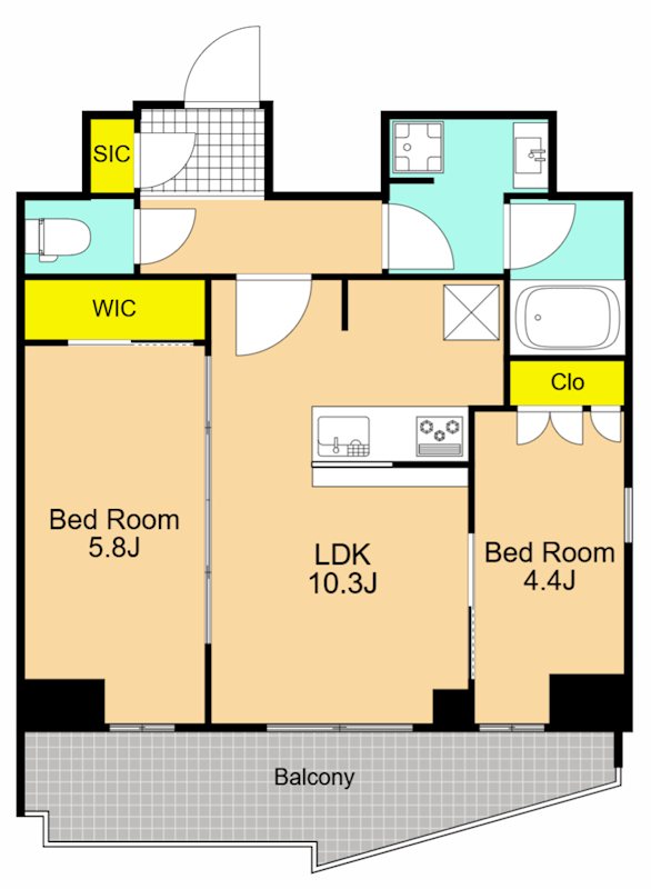 コンフォリア東大井Ⅱ 1301号室 間取り