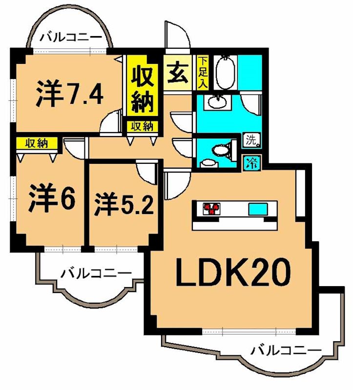 ブロンズストーン宇田川 106号室 間取り