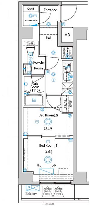 ガリシア目黒大岡山 203号室 間取り