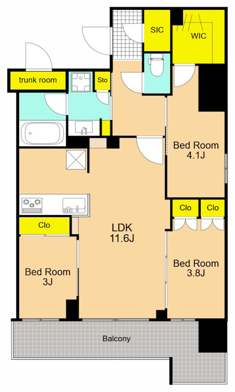 プラウドフラット大井町 1502号室 間取り