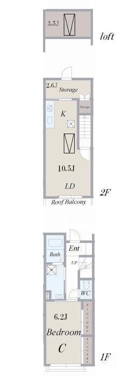 ボヌールカルテット C号室 間取り
