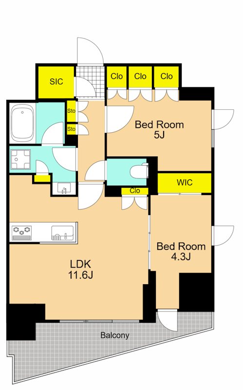 シーズンフラッツ大井町 1201号室 間取り