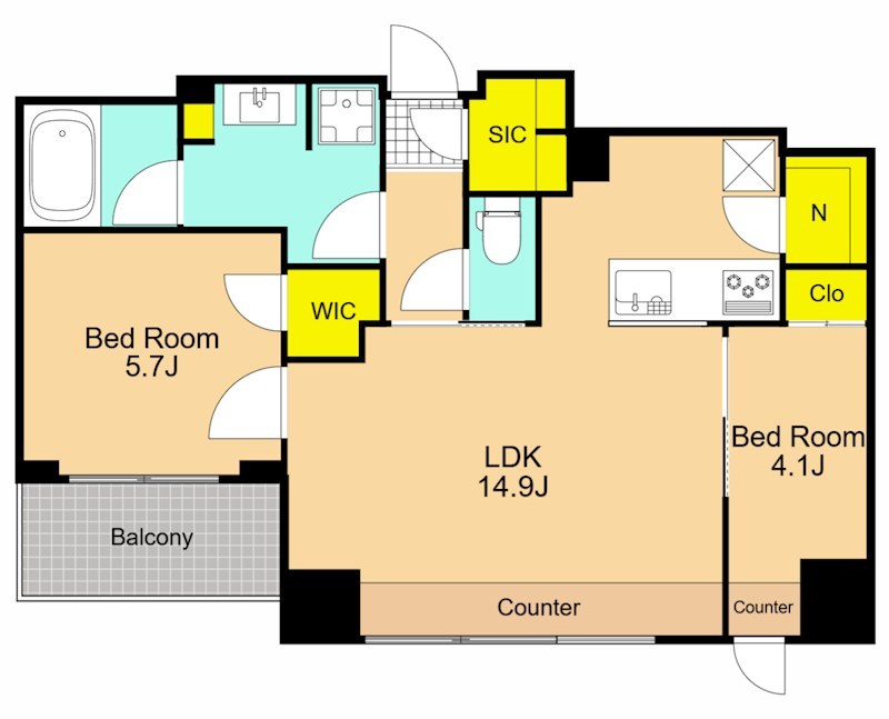 プライマル品川大井町  402号室 間取り