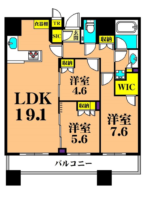 目黒第一マンションズ  1307号室 間取り