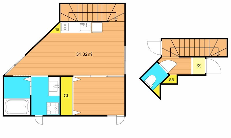 Meguro　Senzoku 　U   301号室 間取り