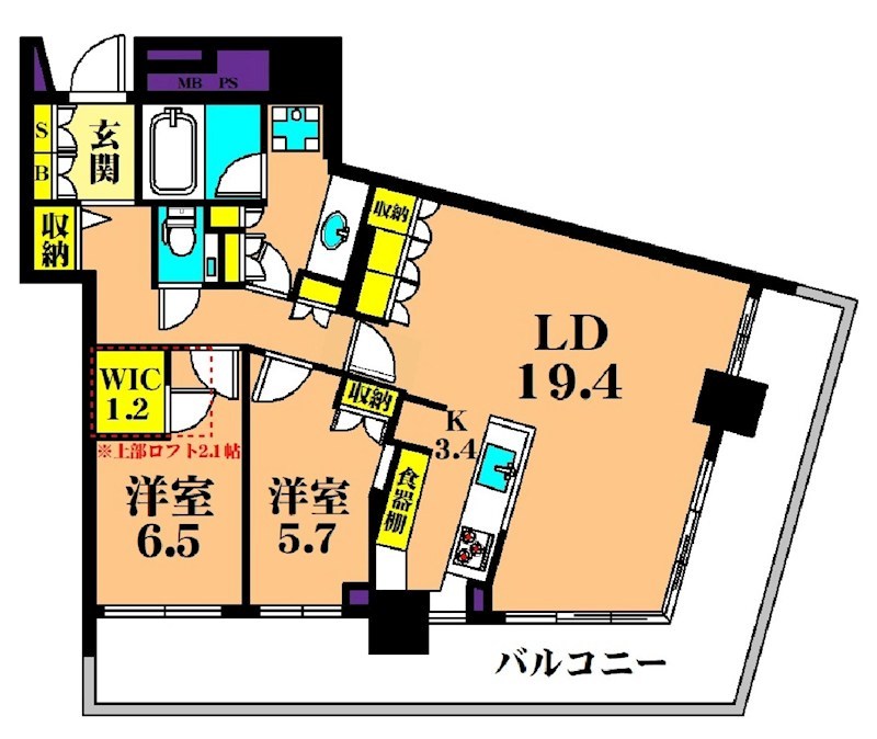 パークタワー東雲 4305号室 間取り