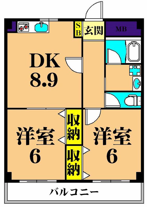 チェリーブラッサム 202号室 間取り