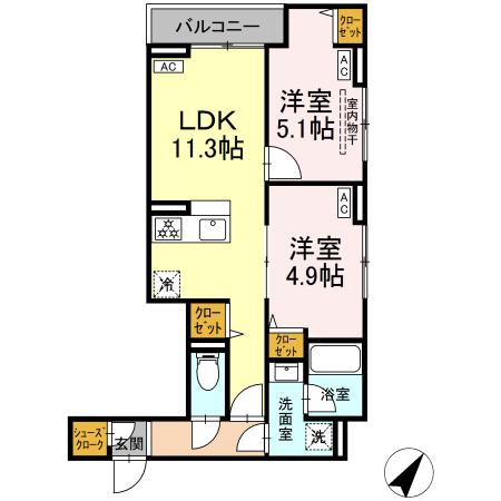 セレスティア下丸子 204号室 間取り