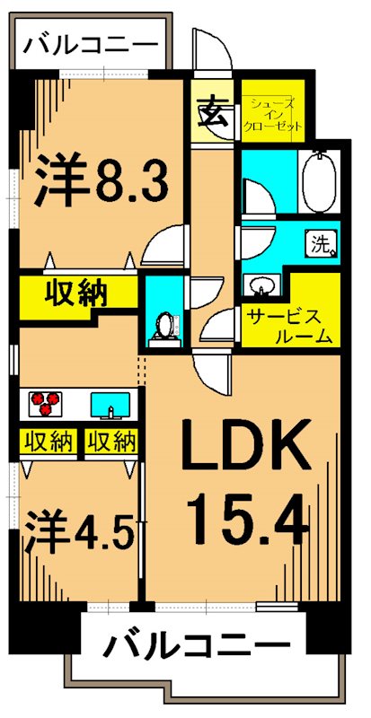 パークキューブ東品川 102号室 間取り